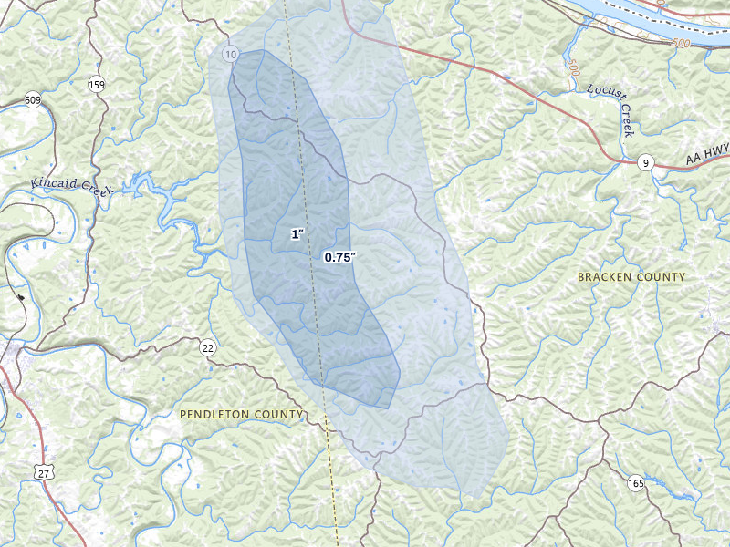 NEXRAD radar-signature map of the hail storm over Foster, KY on Aug 11, 2026