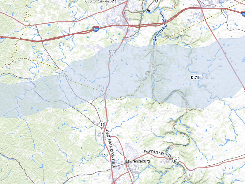 NEXRAD radar-signature map of the hail storm over Frankfort, KY on Mar 4, 2026