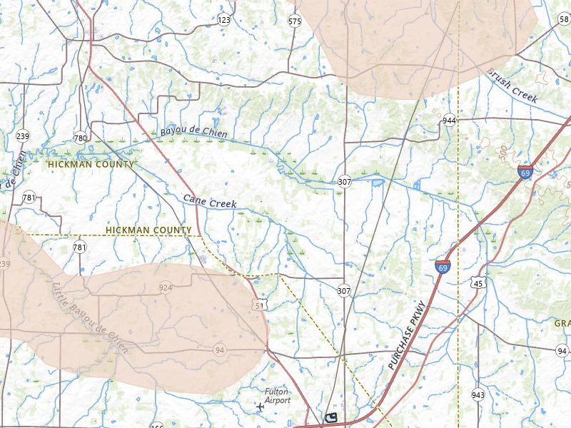 Radar-estimated hail-size map of the storm over Fulton, KY on Jul 9, 2026
