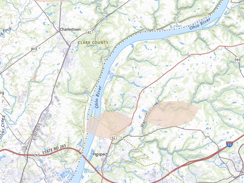 Radar-estimated hail-size map of the storm over Goshen, KY on Aug 13, 2026