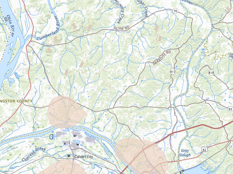 Radar-estimated hail-size map of the storm over Grand Rivers, KY on Jun 1, 2026