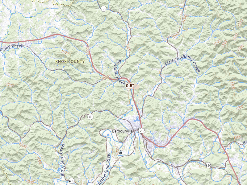 Radar-estimated hail-size map of the storm over Gray, KY on Jul 21, 2026