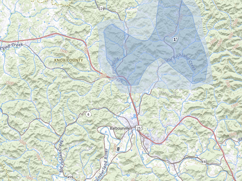 NEXRAD radar-signature map of the hail over Gray, KY