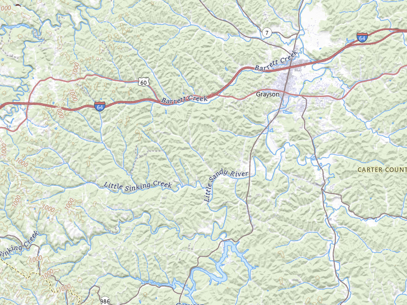 NEXRAD radar-signature map of the hail over Grayson, KY