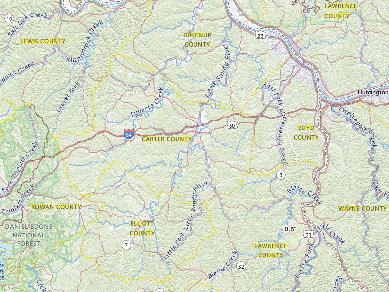 Radar-estimated hail-size map of the storm over Grayson, KY on Jul 28, 2026