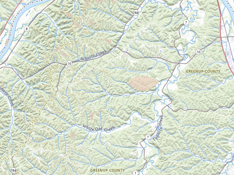 Radar-estimated hail-size map of the storm over Greenup, KY on Aug 11, 2026