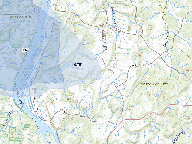 NEXRAD radar-signature map of the hail storm over Hampton, KY on May 31, 2026