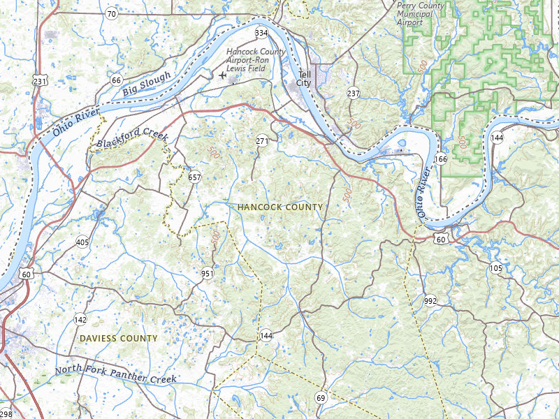 Radar-estimated hail-size map of the storm over Hawesville, KY on Apr 27, 2026