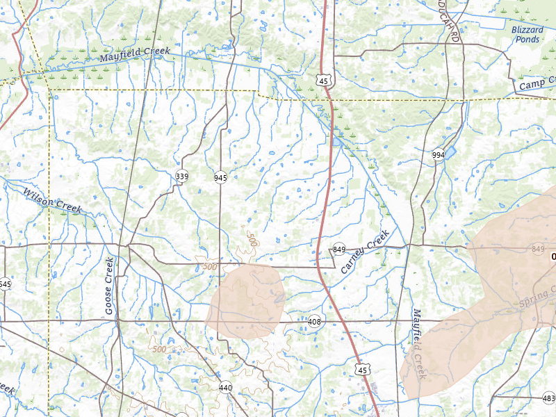 Radar-estimated hail-size map of the storm over Hickory, KY on Apr 28, 2026