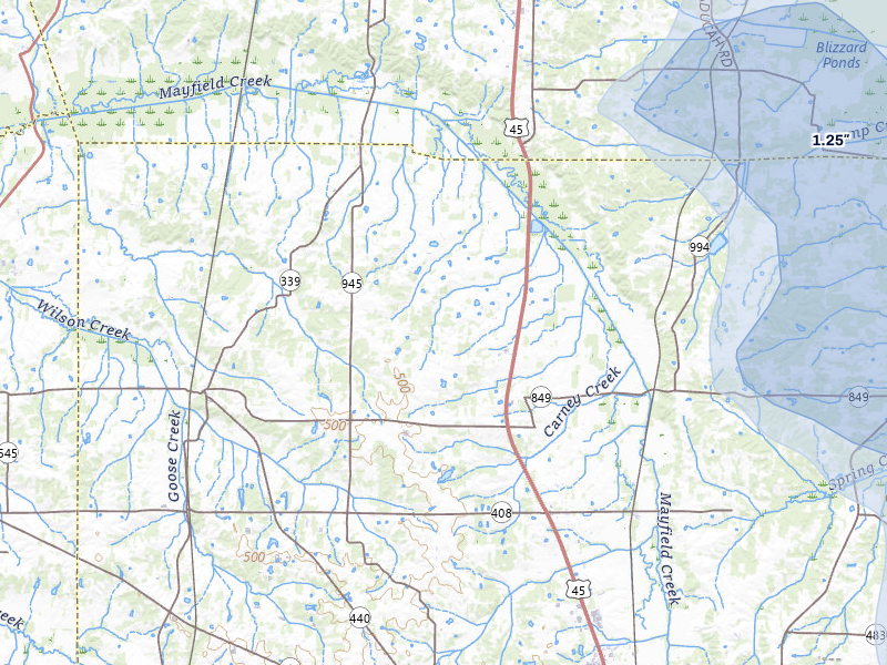NEXRAD radar-signature map of the hail storm over Hickory, KY on Jul 8, 2026