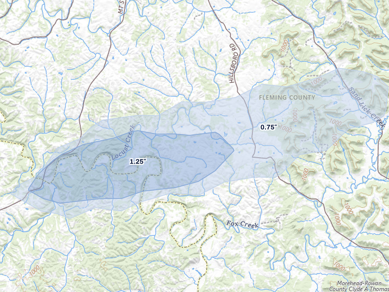 NEXRAD radar-signature map of the hail storm over Hillsboro, KY on Apr 1, 2026