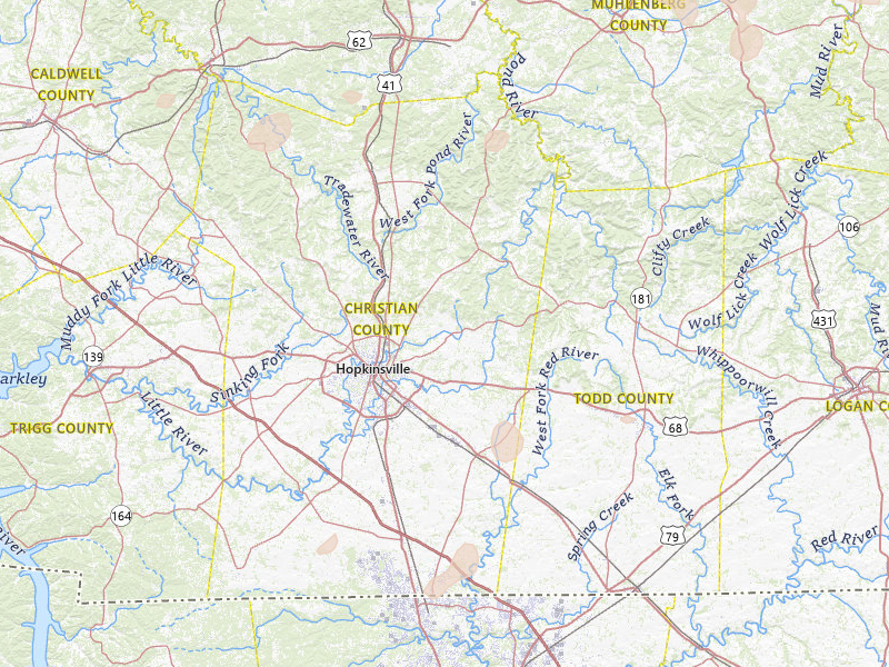 Radar-estimated hail-size map of the storm over Hopkinsville, KY on Jul 5, 2026