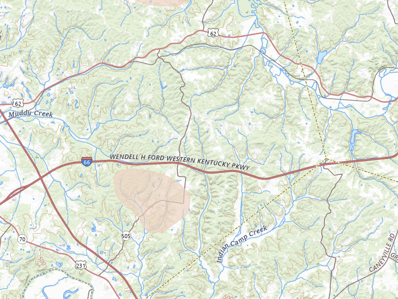 Radar-estimated hail-size map of the storm over Horse Branch, KY on Jul 26, 2026