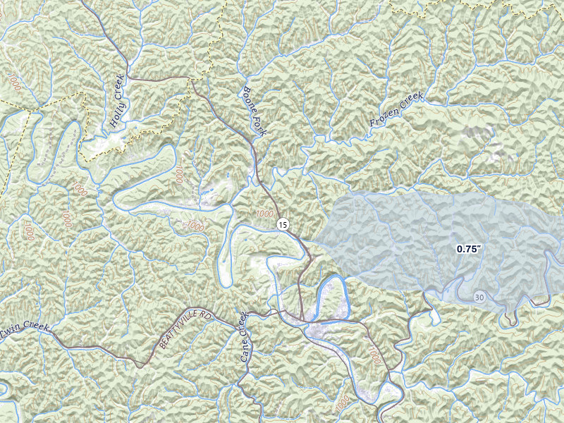 NEXRAD radar-signature map of the hail over Jackson, KY