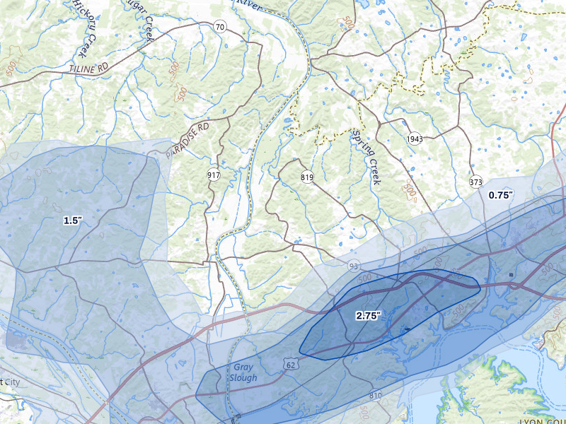 NEXRAD radar-signature map of the hail storm over Kuttawa, KY on Jul 9, 2026