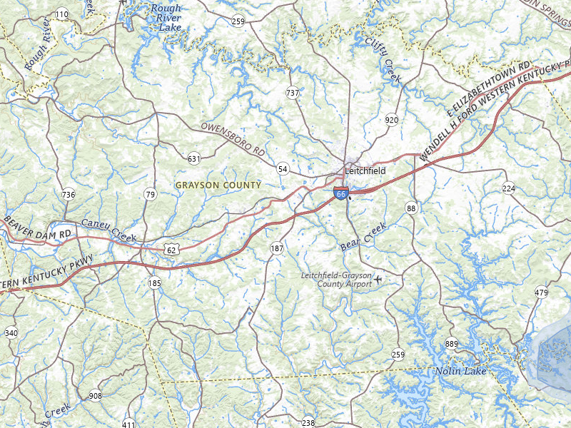 NEXRAD radar-signature map of the hail over Leitchfield, KY