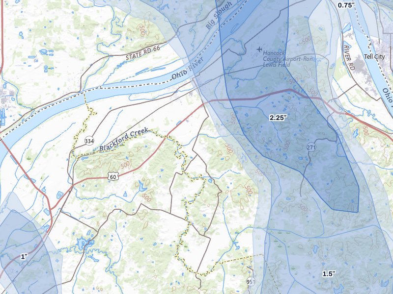 NEXRAD radar-signature map of the hail storm over Lewisport, KY on Aug 12, 2026