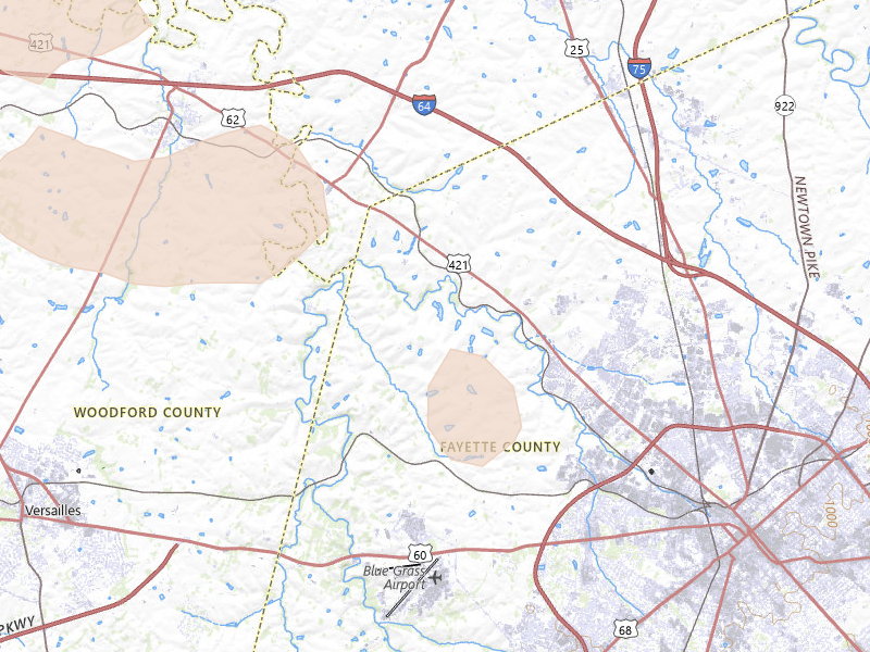 Radar-estimated hail-size map of the storm over Lexington, KY on Aug 16, 2026