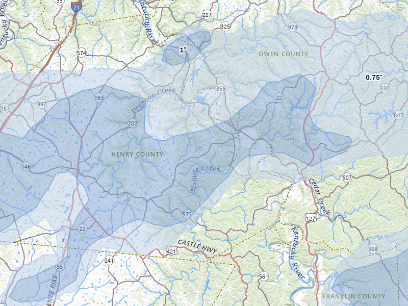 NEXRAD radar-signature map of the hail storm over Lockport, KY on May 16, 2026