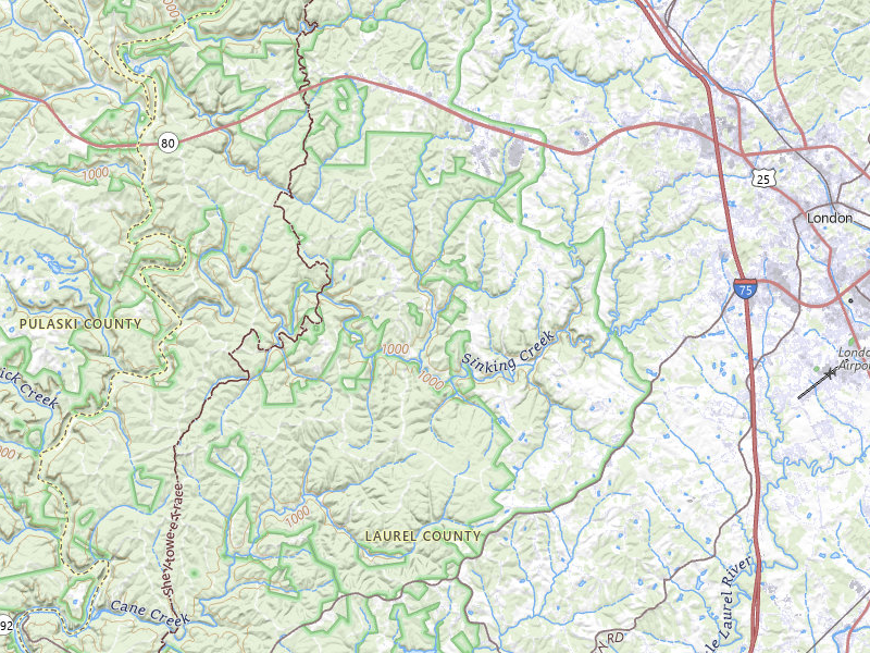 Radar-estimated hail-size map of the storm over London, KY on Jul 3, 2026