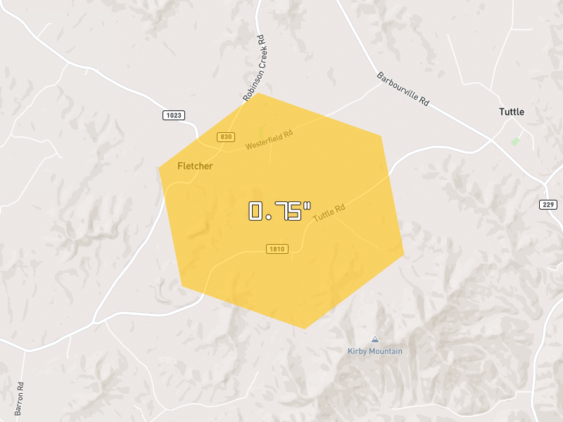 Hail map of London, KY on Jul 4, 2026, hail up to 0.75"