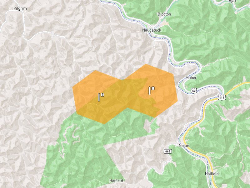 Hail map of Lovely, KY on Jul 28, 2026, hail up to 1"