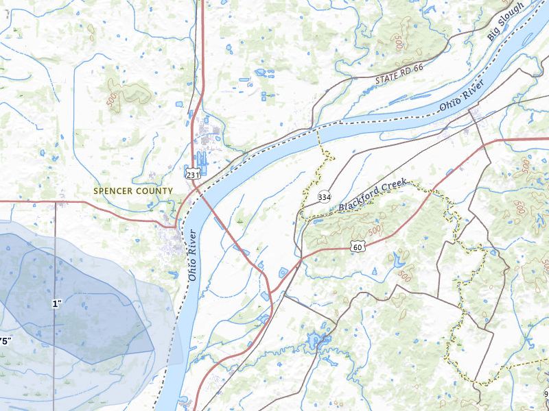 NEXRAD radar-signature map of the hail storm over Maceo, KY on Jul 26, 2026