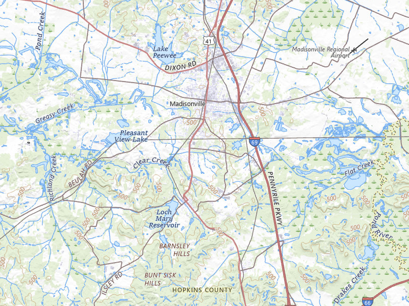 Radar-estimated hail-size map of the storm over Madisonville, KY on Jul 10, 2026