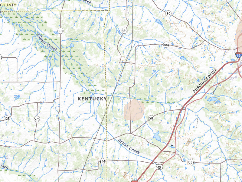 Radar-estimated hail-size map of the storm over Mayfield, KY on May 19, 2026