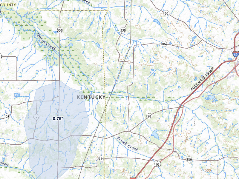 NEXRAD radar-signature map of the hail storm over Mayfield, KY on Aug 8, 2026