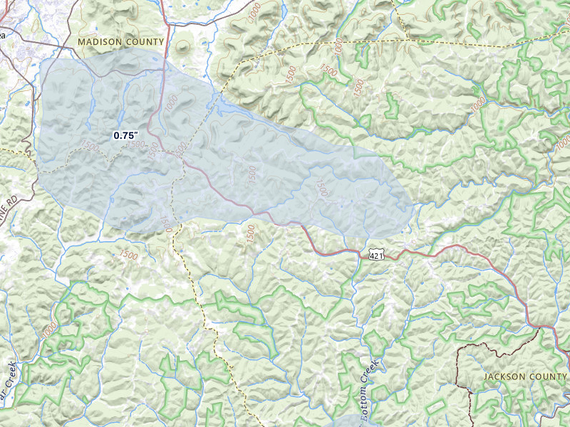 NEXRAD radar-signature map of the hail over Mc Kee, KY