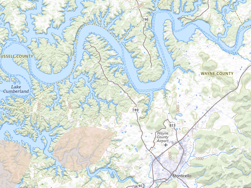 Radar-estimated hail-size map of the storm over Monticello, KY on May 20, 2026