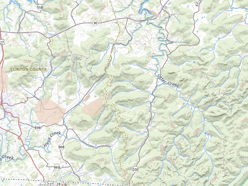 Radar-estimated hail-size map of the storm over Monticello, KY on Aug 19, 2026