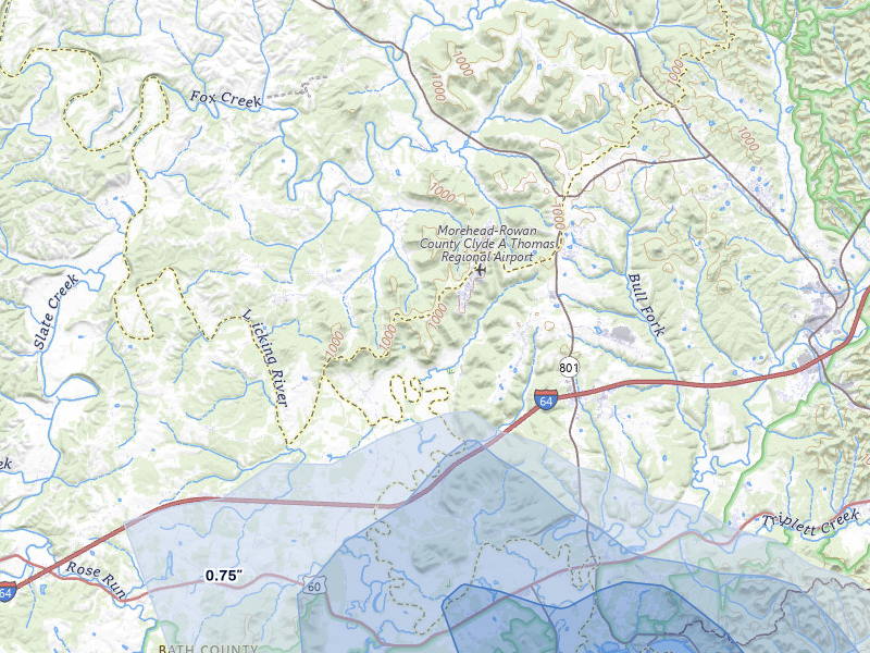 NEXRAD radar-signature map of the hail storm over Morehead, KY on Aug 11, 2026