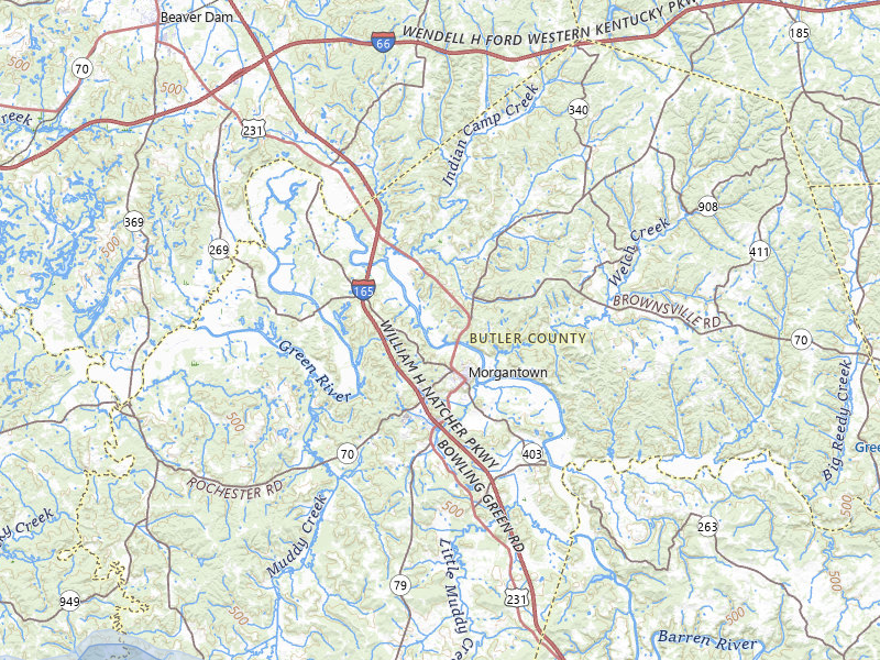 NEXRAD radar-signature map of the hail over Morgantown, KY