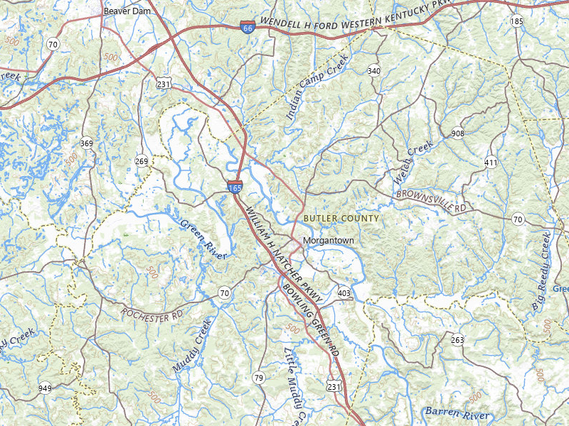 Radar-estimated hail-size map of the storm over Morgantown, KY on Jul 10, 2026