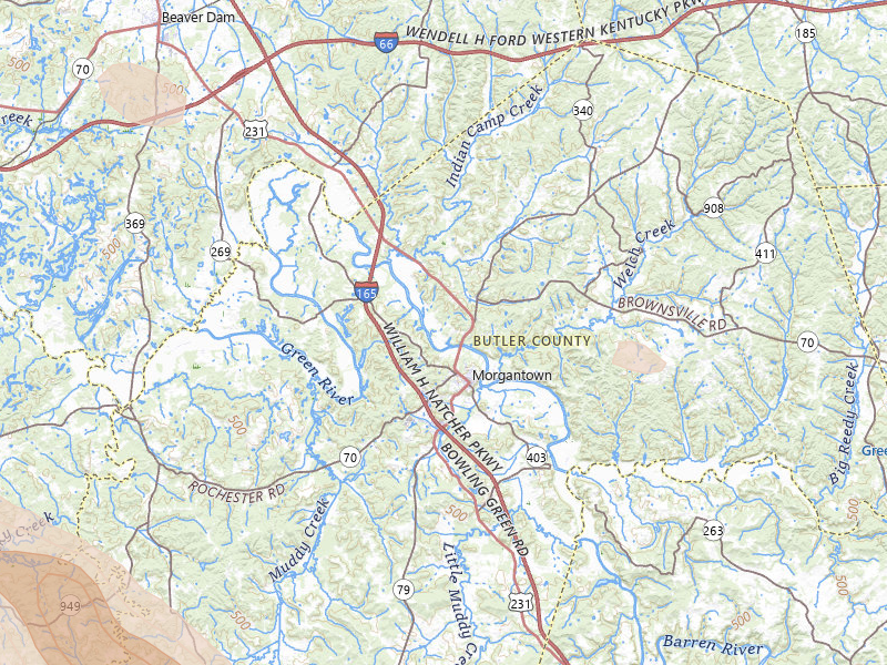 Radar-estimated hail-size map of the storm over Morgantown, KY on Jul 21, 2026