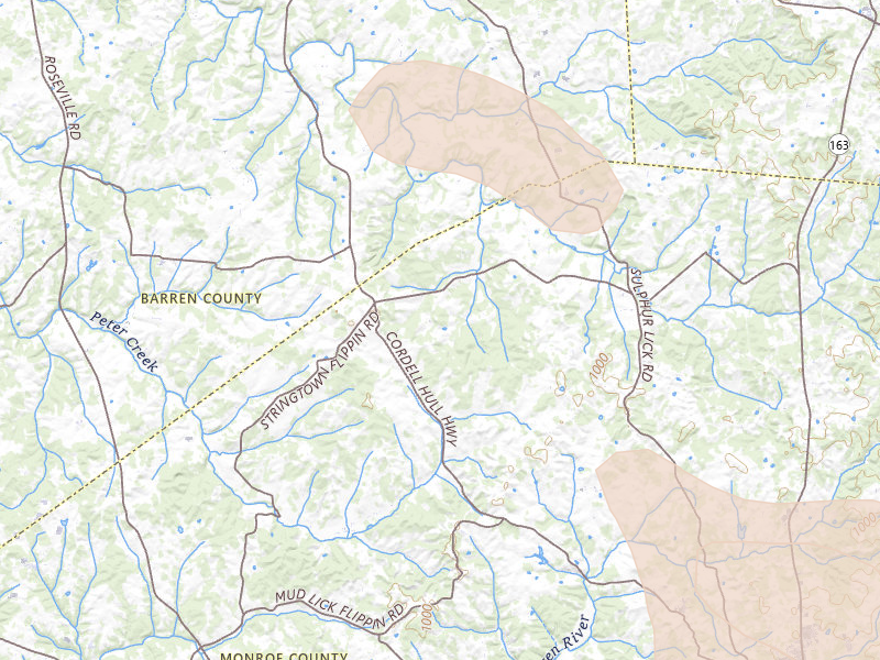 Radar-estimated hail-size map of the storm over Mount Hermon, KY on Jul 21, 2026