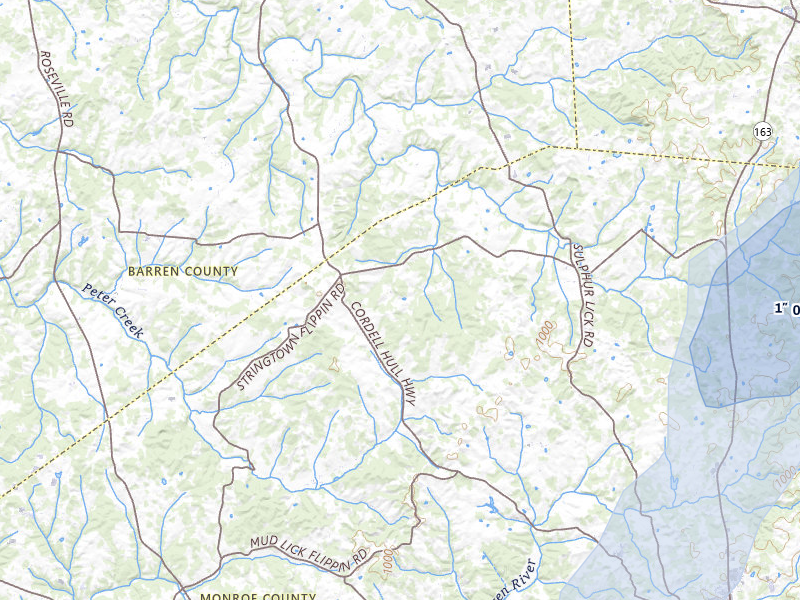 NEXRAD radar-signature map of the hail storm over Mount Hermon, KY on Aug 8, 2026