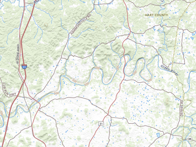 Radar-estimated hail-size map of the storm over Munfordville, KY on Apr 27, 2026