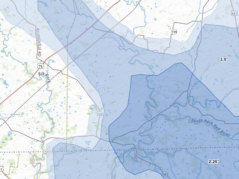 NEXRAD radar-signature map of the hail over Olmstead, KY