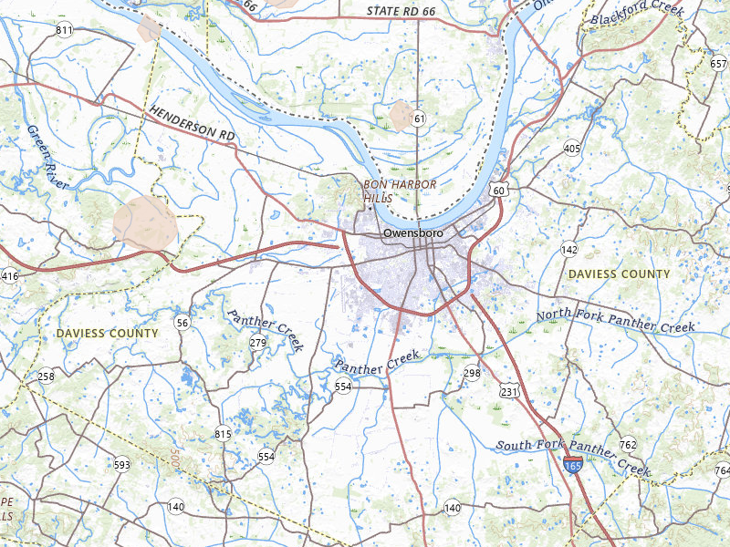 Radar-estimated hail-size map of the storm over Owensboro, KY on Jul 18, 2026