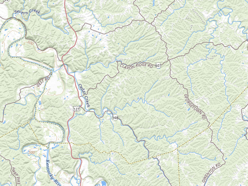 Radar-estimated hail-size map of the storm over Owenton, KY on Jul 27, 2026