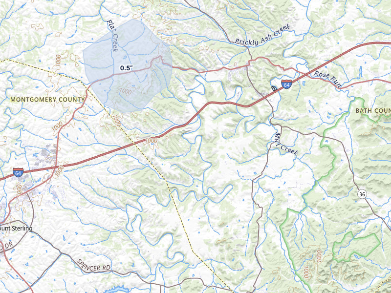 NEXRAD radar-signature map of the hail storm over Owingsville, KY on Mar 4, 2026