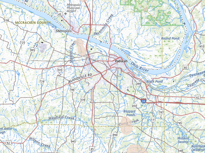 Radar-estimated hail-size map of the storm over Paducah, KY on Jul 8, 2026
