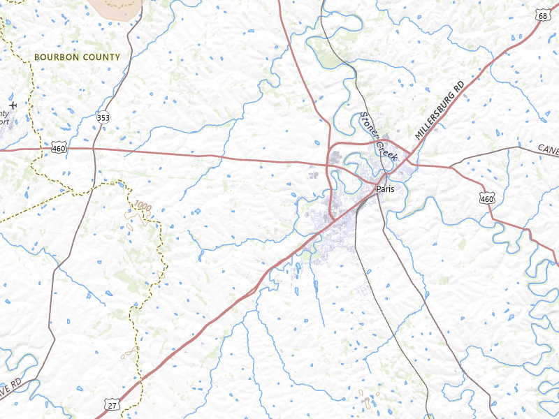 Radar-estimated hail-size map of the storm over Paris, KY on May 16, 2026