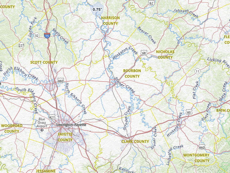 NEXRAD radar-signature map of the hail storm over Paris, KY on Jul 6, 2026