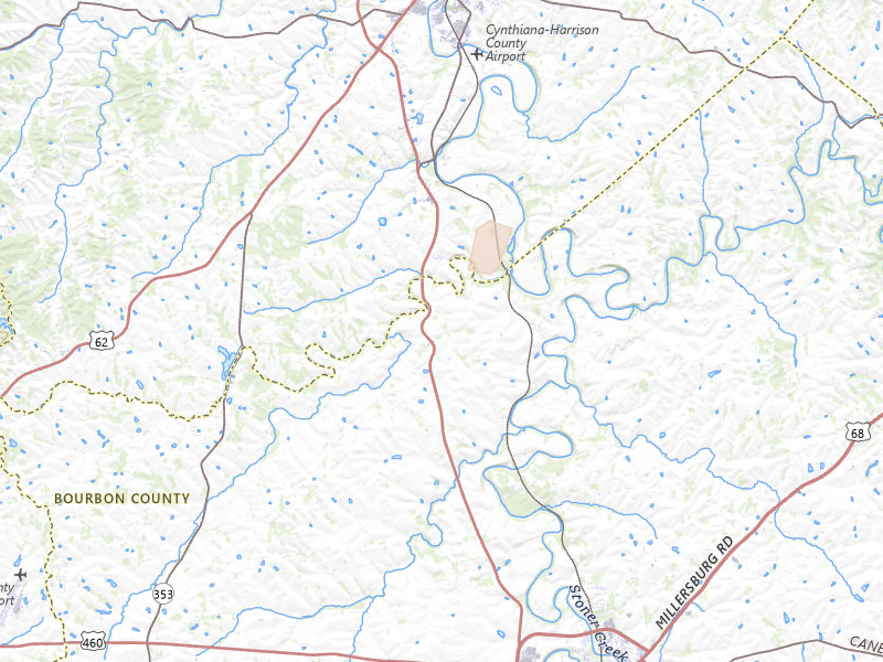 Radar-estimated hail-size map of the storm over Paris, KY on Aug 5, 2026