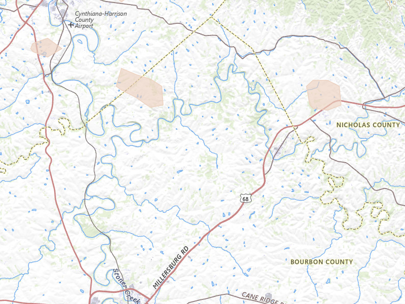 Radar-estimated hail-size map of the storm over Paris, KY on Aug 15, 2026