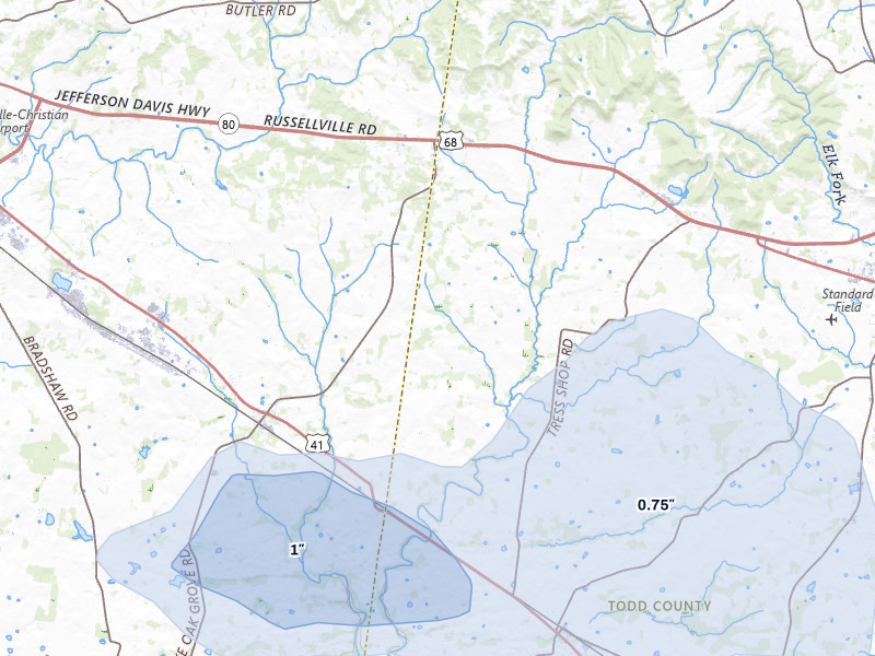 NEXRAD radar-signature map of the hail storm over Pembroke, KY on Jul 3, 2026